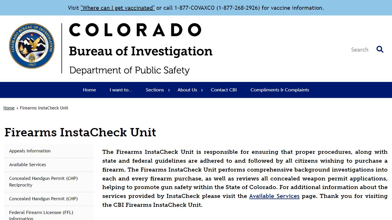 Firearms InstaCheck Unit | Colorado Bureau of Investigation